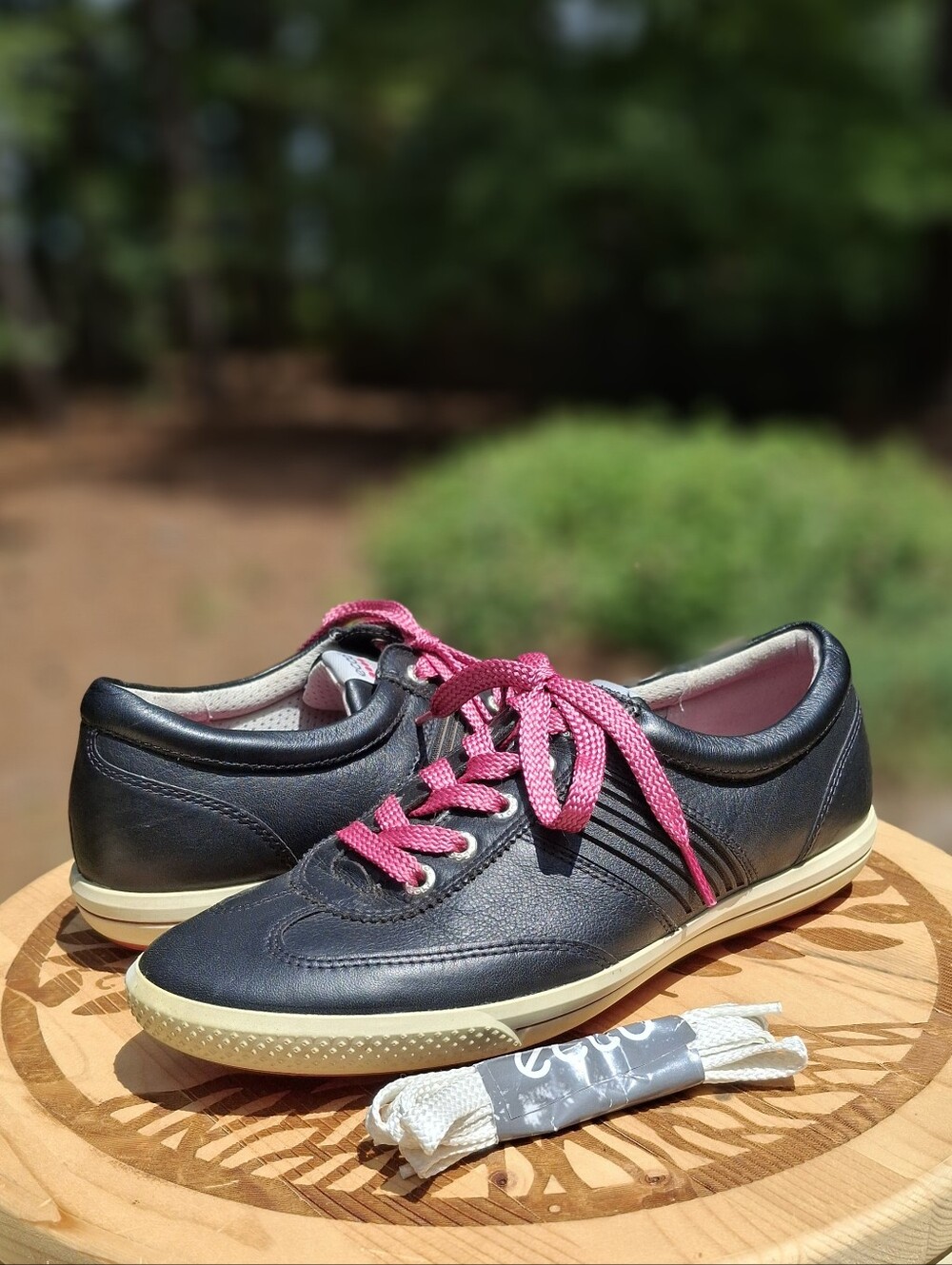 Women's Ecco Golf Style Hydo Max Black Leather Spikeless Shoes Size 9.5